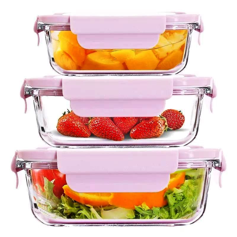 Pyrex 3-Piece Thermal Glass Food Storage Container Set with Airtight Lids