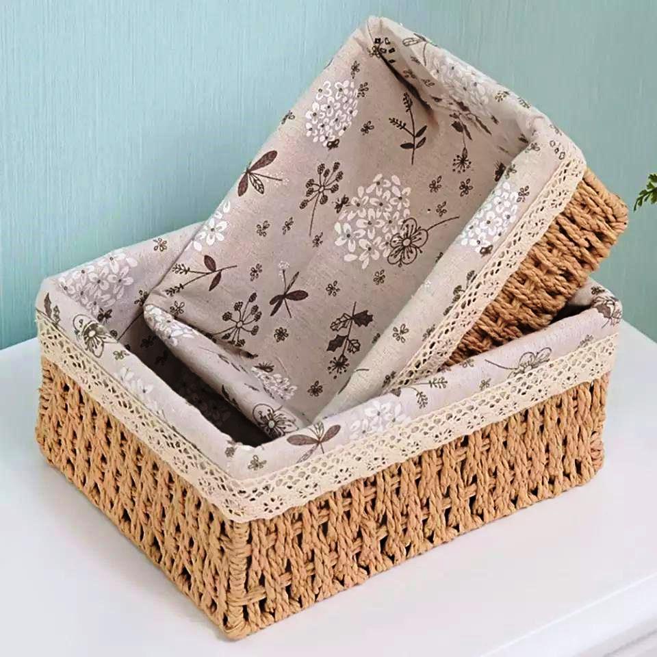 3-Piece Woven Rattan Storage Basket Set