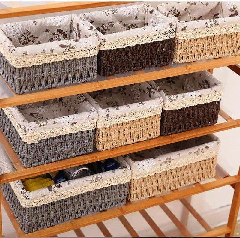 3-Piece Woven Rattan Storage Basket Set