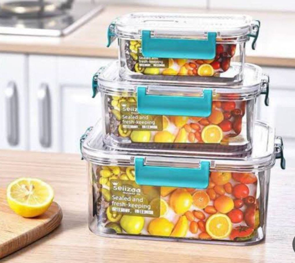 3-Piece Acrylic Smart Lock Food Storage Containers Set