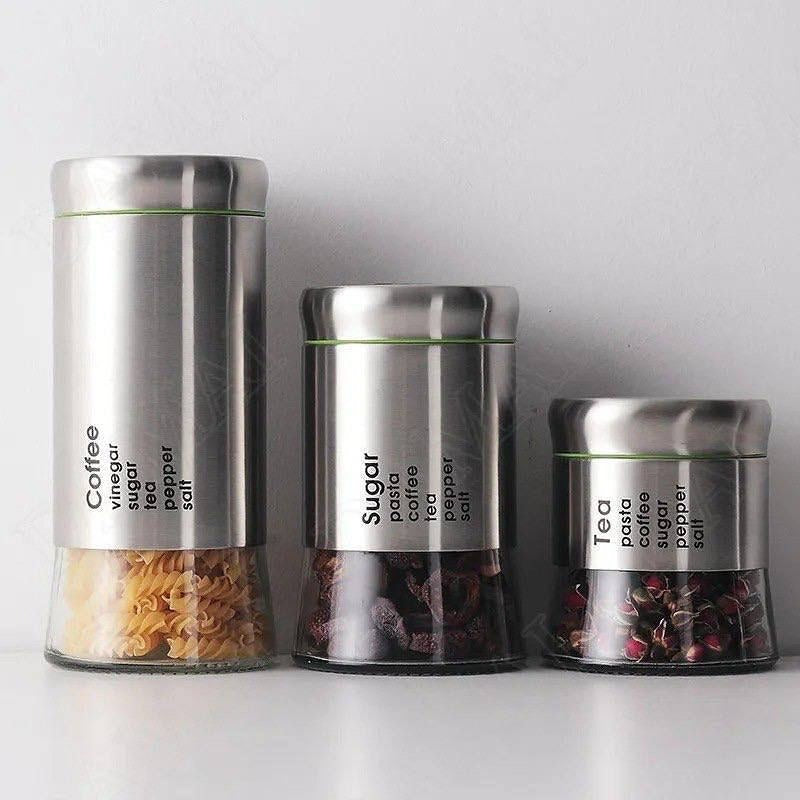 3-Piece Stainless Steel Spice Jars Set